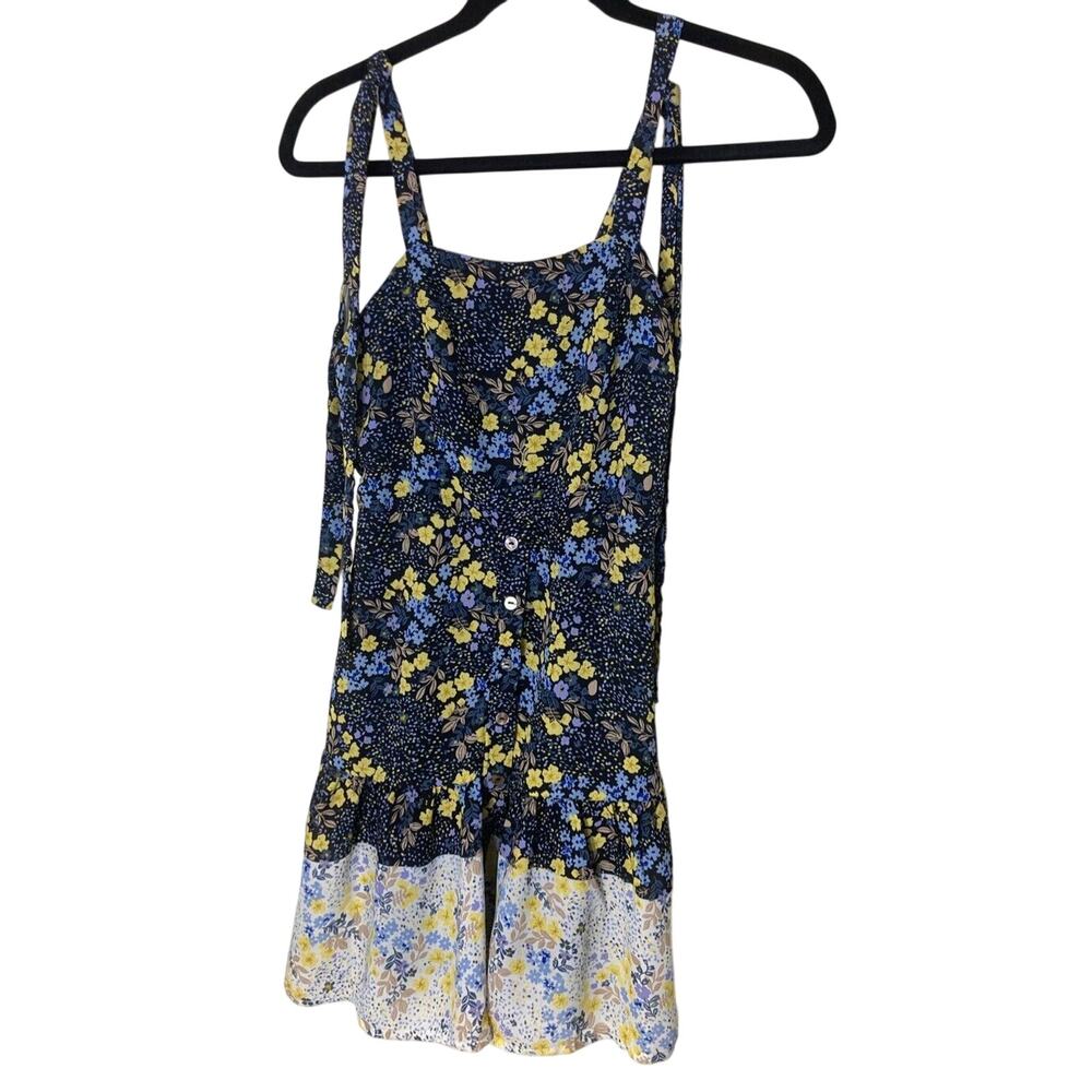 June & Ivy Floral Cottagecore Coquette Whimsy Floral Tie Spaghetti Sundress